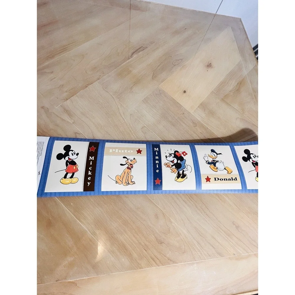 2 Disney MICKEY OLD GANG Prepasted Wall Paper Boarder Mickey Minnie Donald